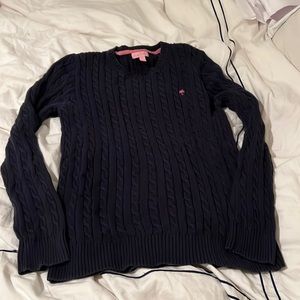 Lilly Pulitzer cotton cable knit navy blue sweater XL